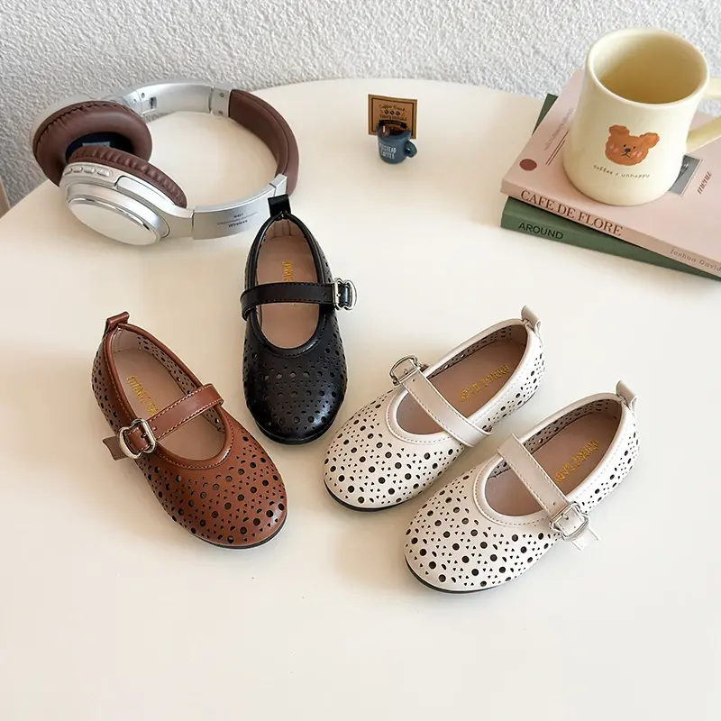 2025 Children Casual Shoes for Girls Summer New Fashion Korean Style Soft Sole Anti-slippery Versatile Princess Cut-outs Sandals