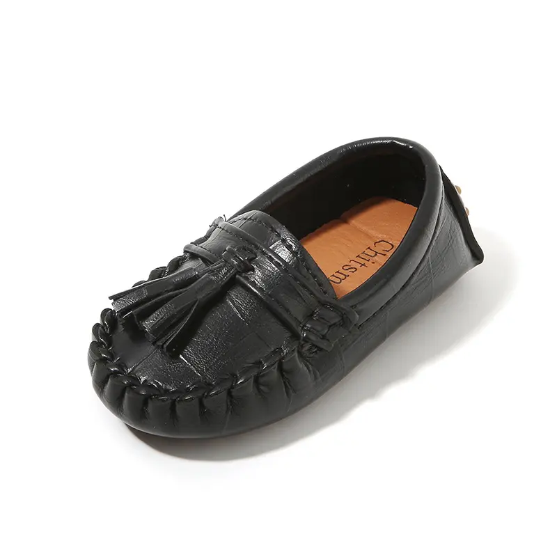 New Little Boys Flat Loafers Medium Big Kids Shoes for Wedding Party with Tassels Soft PU Leather Moccasins Slip-on Formal Flats