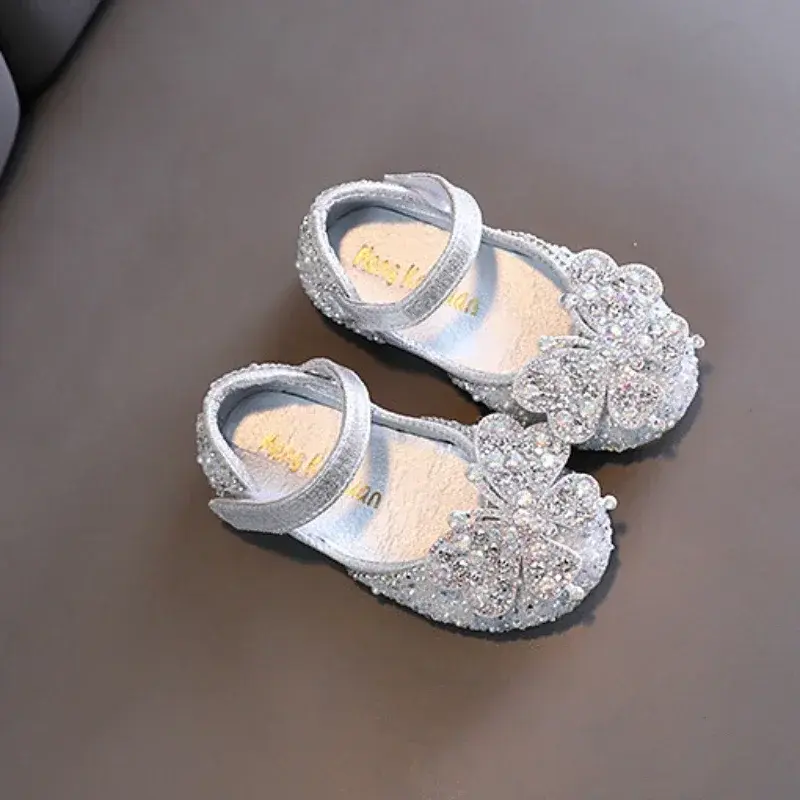 Trend Girls Leather Shoes Spring Autumn Luxury Kids Flats for Princess Rhinestone Wedding Party Children's Fashion Ballet Shoes