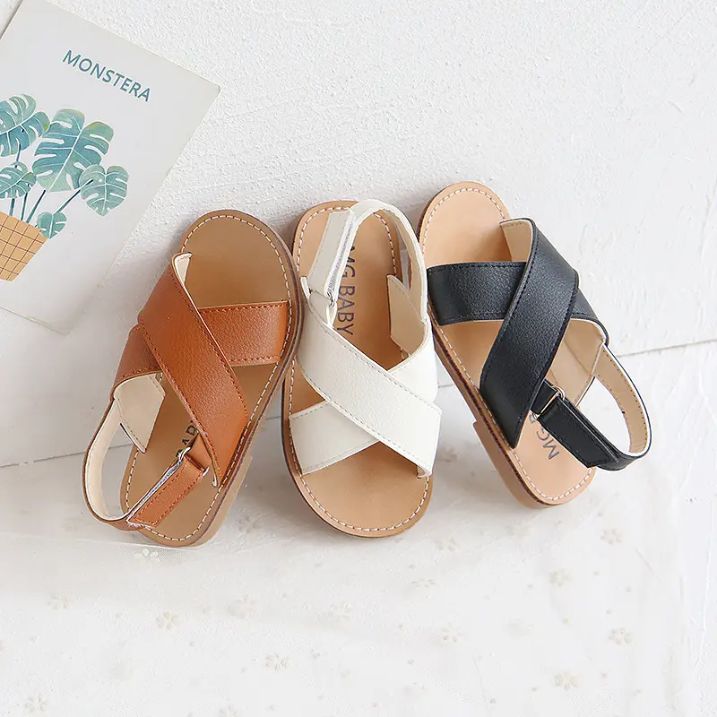 Toddlers Boys Girls Sandals 2025 Summer Children Beach Shoes Kids Fashion Sandals Cross-tied Anti-sliperry Soft Simple New Hot