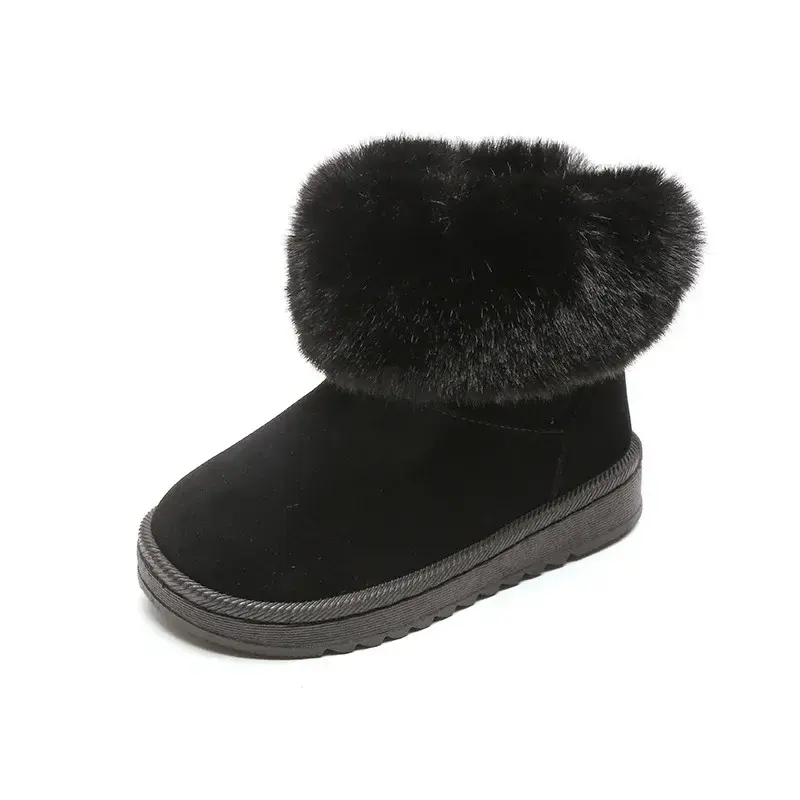 Children Snow Boots Plus Velvet Thick Toddler Boys Girls Cotton Shoes Simple Black Soft Bottom Fashion Winter Kids Warm Shoes