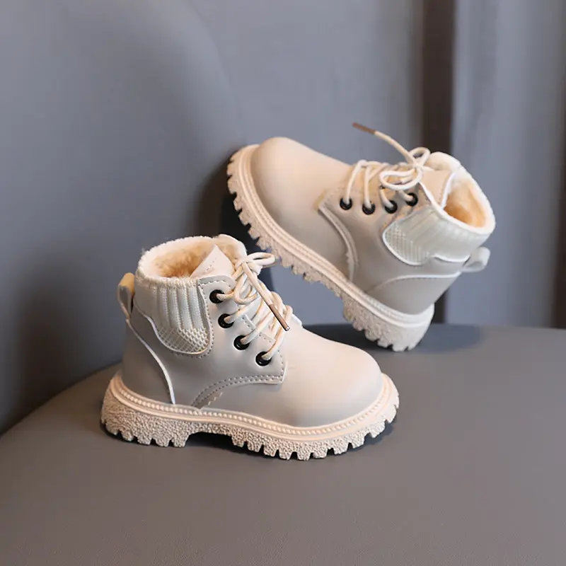 Toddlers Kids Tide Boots Autumn Winter Warm Thick Cotton Boys Girls Snow Boots Little Children Leather Cotton Boots Fashion Soft