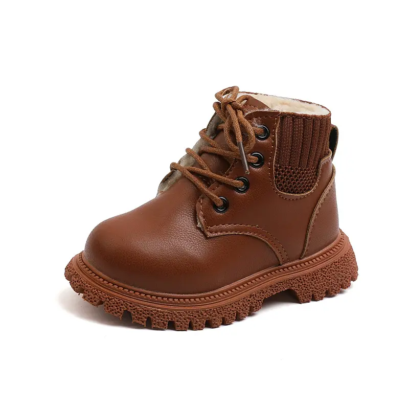 Toddlers Kids Tide Boots Autumn Winter Warm Thick Cotton Boys Girls Snow Boots Little Children Leather Cotton Boots Fashion Soft