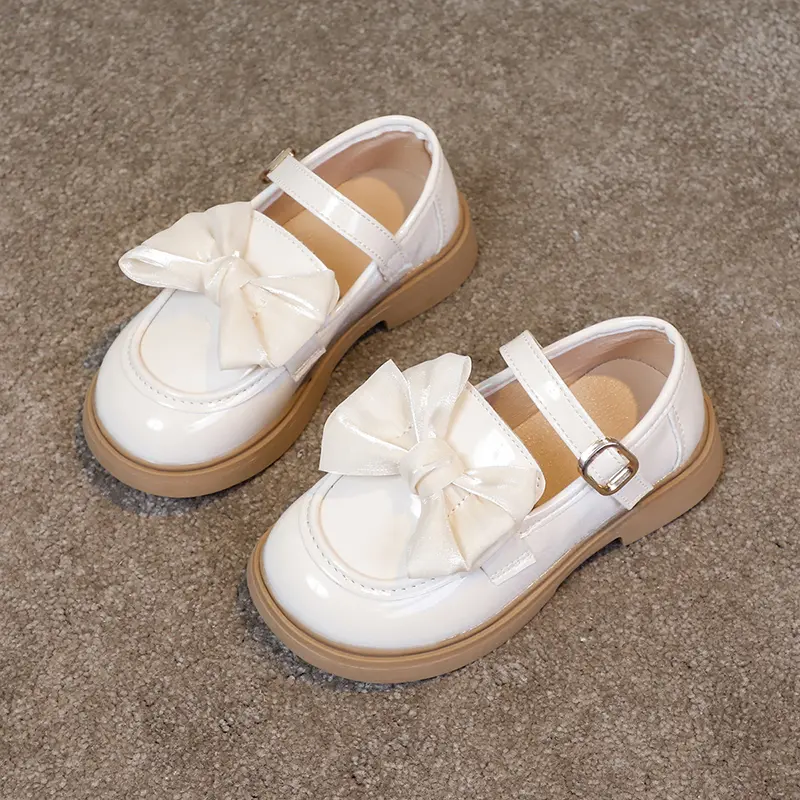 Girls Leather Shoes for Party Wedding Soft Sole Children Princess Shoes with Bow-knot Lightweight Fashion Kids Performance Shoes