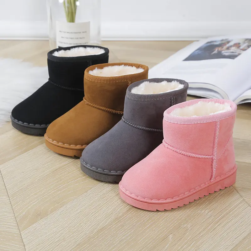 Children Snow Boots for Boys Girls Little Toddler Kids Thermal Boots Ankle Warm Classic Suede Flock Fabric Fashion Autumn Winter