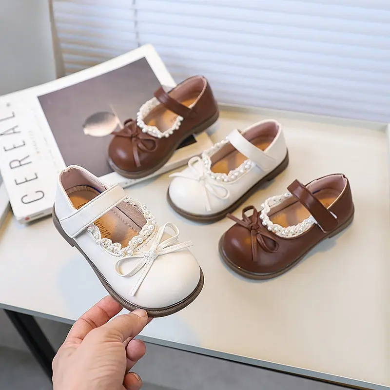 Girls Bowknot Princess Leather Shoes Sweet Bowknot Children Lace Flat Shoes Fashion Spring Autumn New Kids Causal Party Shoes