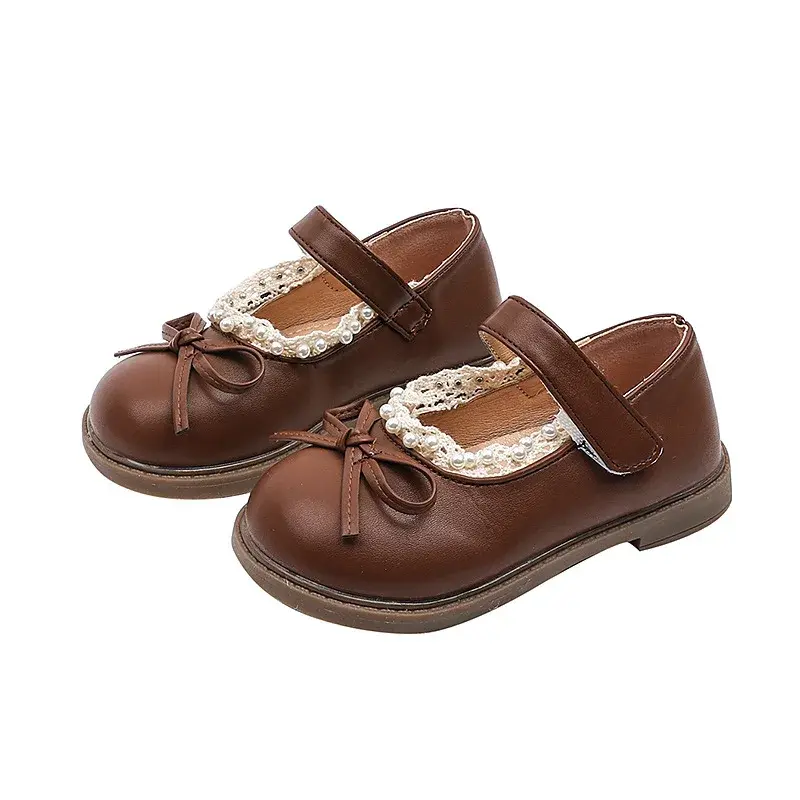 Girls Bowknot Princess Leather Shoes Sweet Bowknot Children Lace Flat Shoes Fashion Spring Autumn New Kids Causal Party Shoes