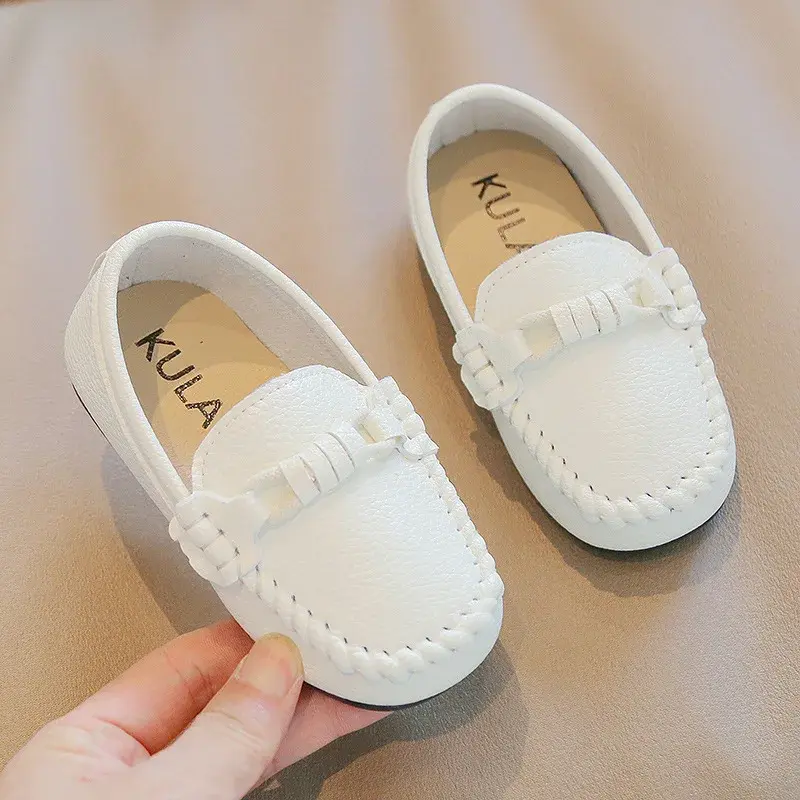 Kids Leather Shoes Children Casual Flats Boys Sneakers Loafers Moccasins Spring Autumn School Party Wedding Black White Shoes