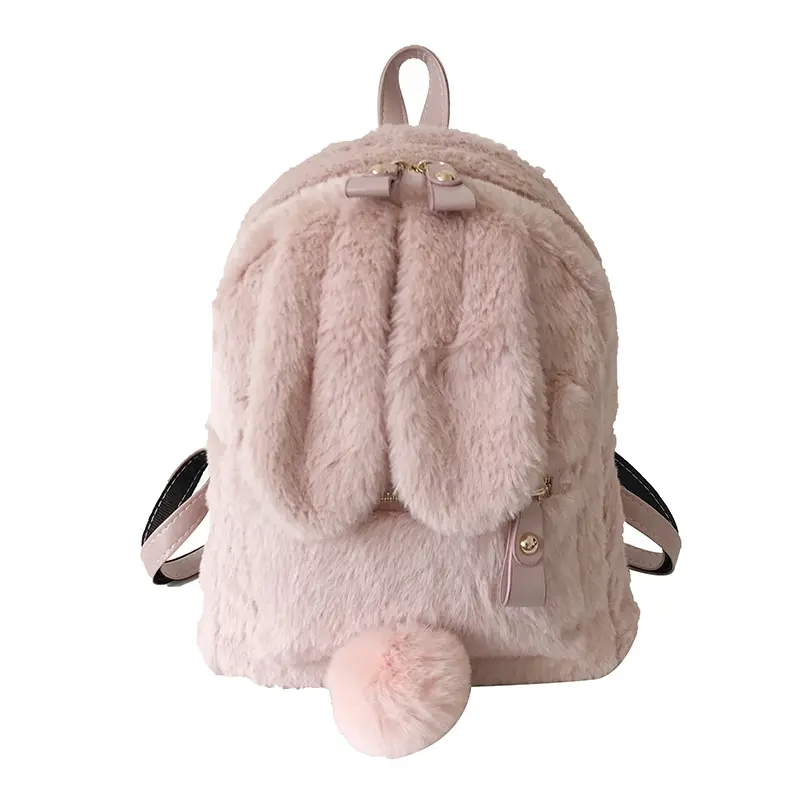Children's Shoulder Bag Winter Fluffy Girls Cute Rabbit School Backpack Fashion Kids Cartoon Kindergarten Backpack Travel Bag