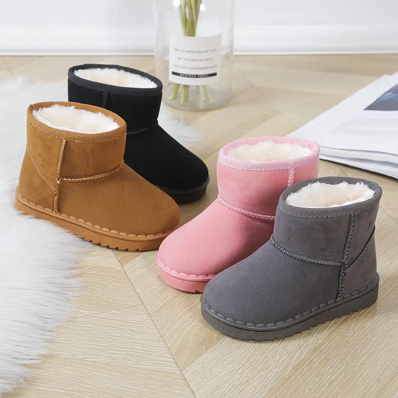 Children Snow Boots for Boys Girls Little Toddler Kids Thermal Boots Ankle Warm Classic Suede Flock Fabric Fashion Autumn Winter