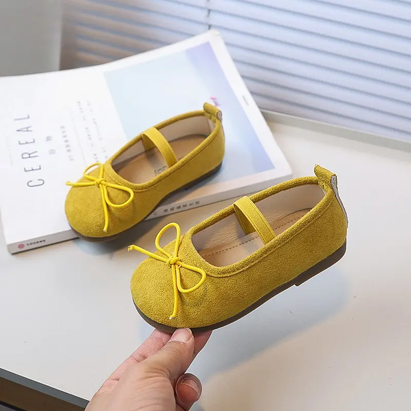 Spring Autumn New Children's Shoe for Girl Fashion Simple Bowknot Kids Leather Shoes Soft Ballet Versatile Toddlers Causal Shoes