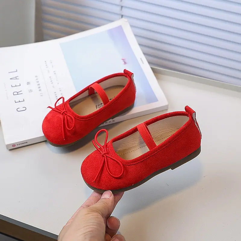 Spring Autumn New Children's Shoe for Girl Fashion Simple Bowknot Kids Leather Shoes Soft Ballet Versatile Toddlers Causal Shoes