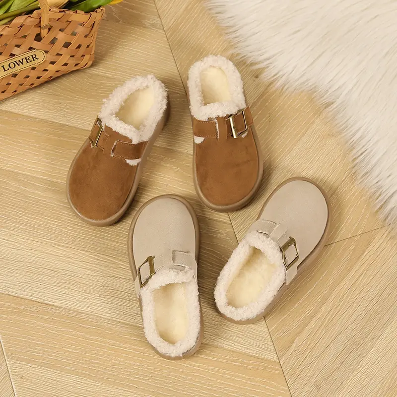 Winter Children Warm Plush Slippers Fashion Soft Bottom Kids Simple Mules Shoes Versatile Causal Girls Cotton Slippers Non-slip