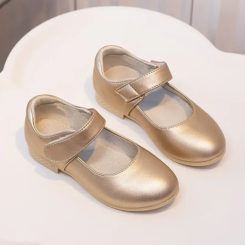 Girls PU Princess Leather Shoes 2025 Fashion New Versatile Casual Soft-Sole Breathable Kids Beach Shoes for Girls Wholesale Soft