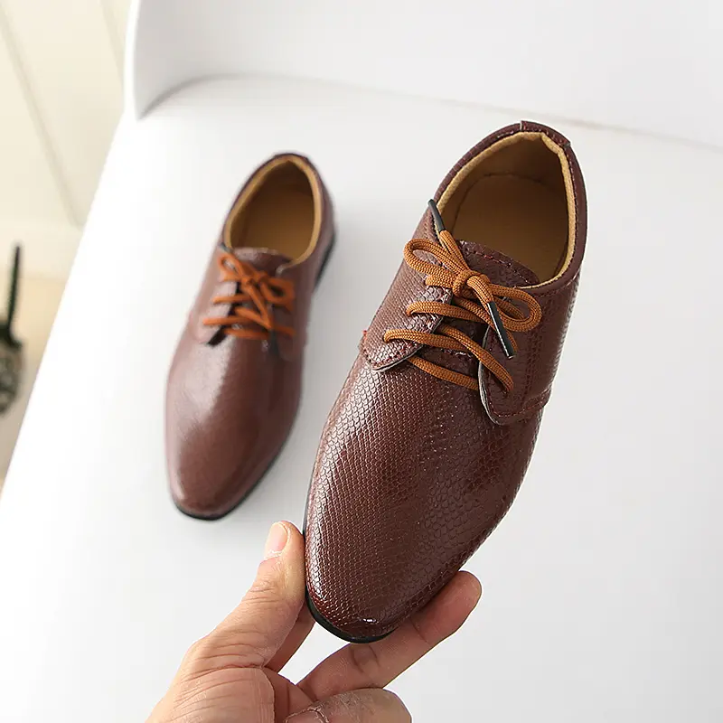JGSHOWKITO Boys Leather Shoes Kids Flats Lace-up Children's Wedding Shoes For Toddlers Boy & Big Boys Fashion For Performance