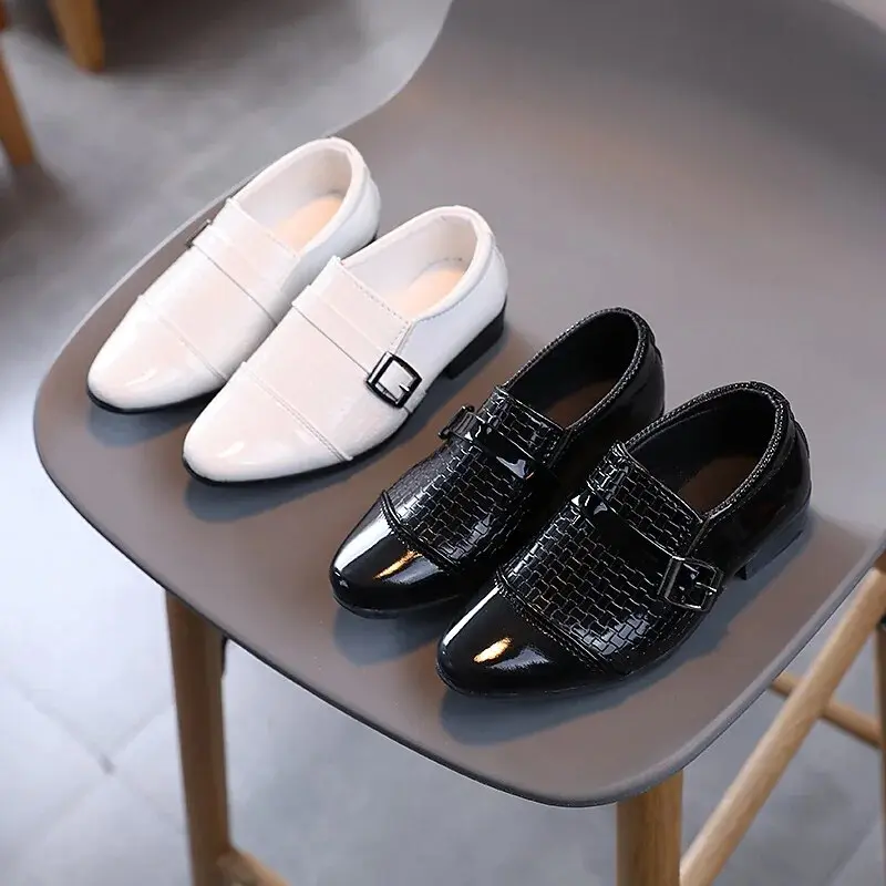 Boys Leather Shoes Kids Formal Shoes For Party Performance Pointed Toes Children Black School Shoes Spring Fashion Soft