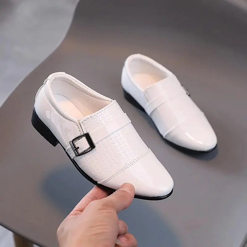 Boys Leather Shoes Kids Formal Shoes For Party Performance Pointed Toes Children Black School Shoes Spring Fashion Soft