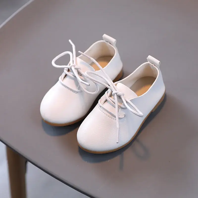 Children's Casual Shoes for Boys Girls Toddlers Big Kids School Students White Flats Leather Shoes Classic Fashion Soft Lace-up