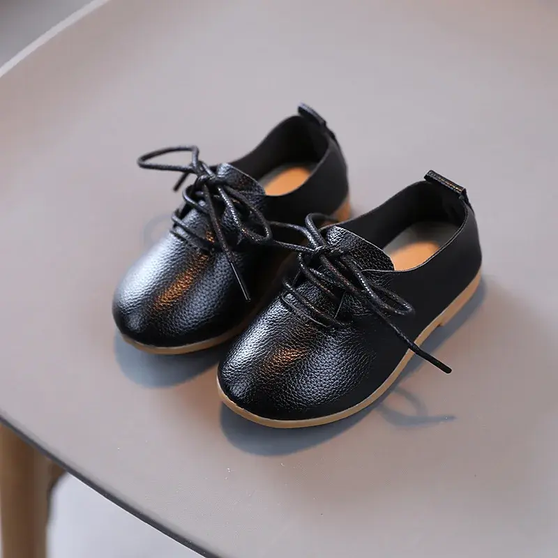 Children's Casual Shoes for Boys Girls Toddlers Big Kids School Students White Flats Leather Shoes Classic Fashion Soft Lace-up