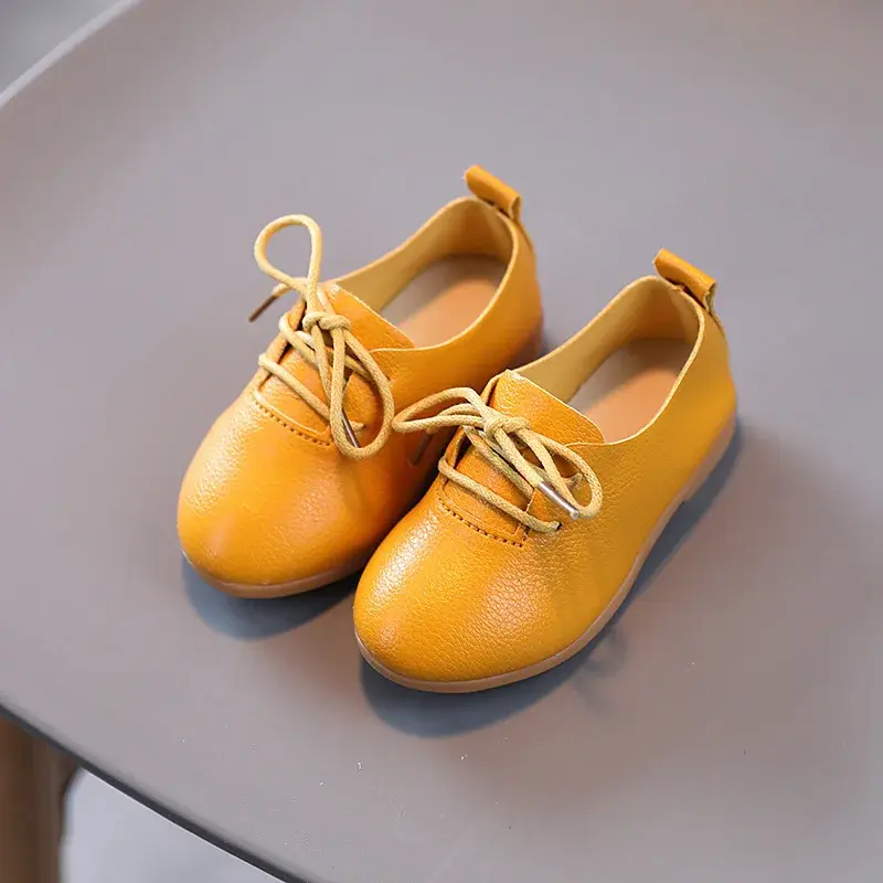 Children's Casual Shoes for Boys Girls Toddlers Big Kids School Students White Flats Leather Shoes Classic Fashion Soft Lace-up