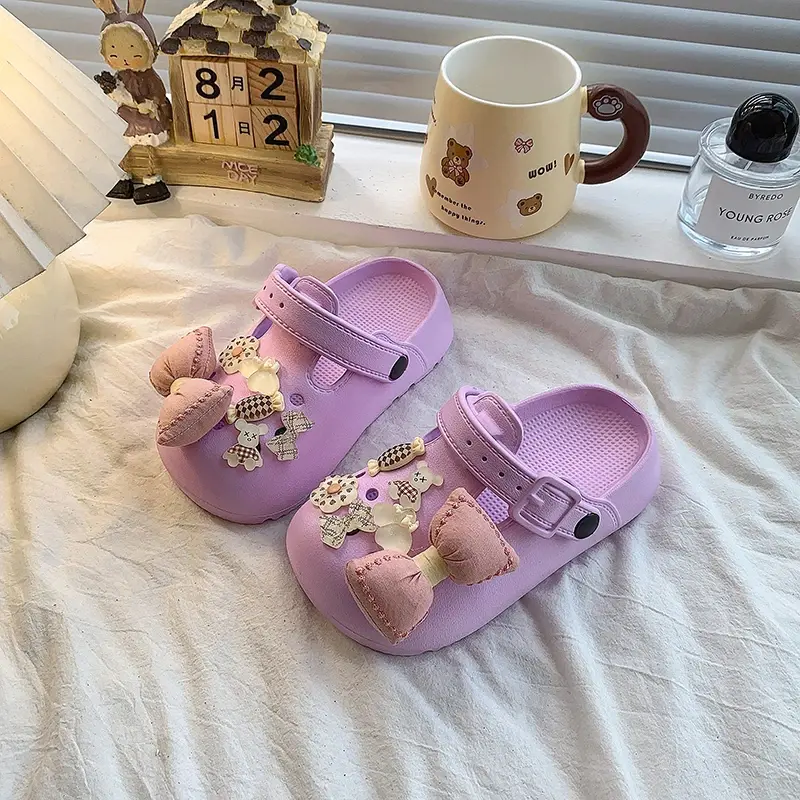 2025 Children Casual Slippers for Girls Summer New Fashion Korean Style Soft Bottom Anti-slippery Versatile Cut-outs Beach Shoes
