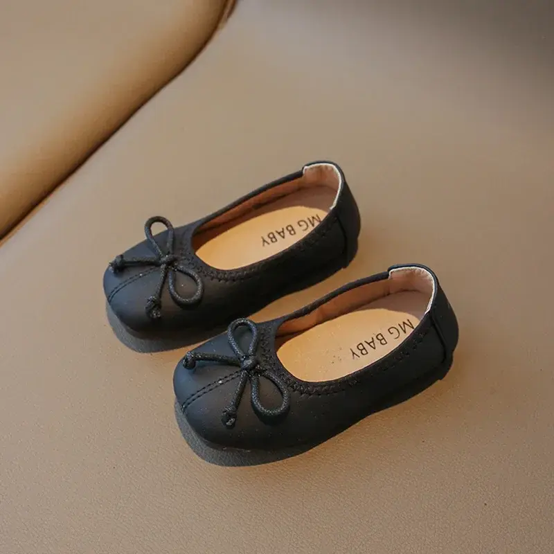 Children Leather Shoe for Girls 2025 Summer New Princess Elegant Fashion Soft Comfortable Sweet Bowtie Versatile Casual Shoes