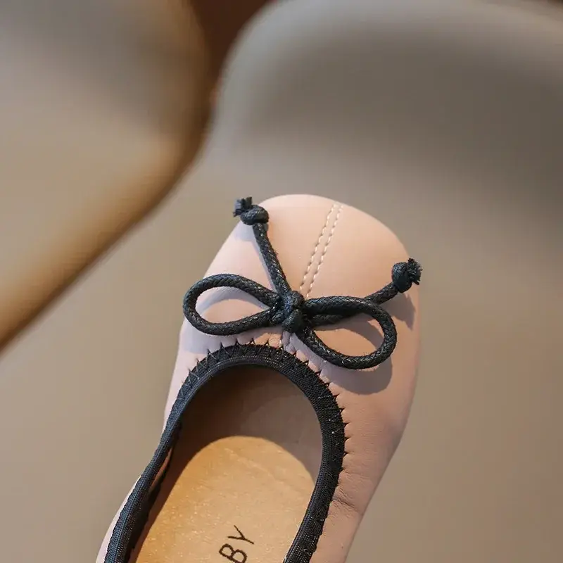 Children Leather Shoe for Girls 2025 Summer New Princess Elegant Fashion Soft Comfortable Sweet Bowtie Versatile Casual Shoes