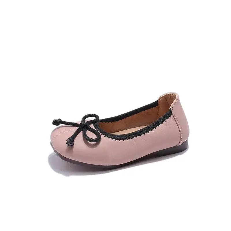 Children Leather Shoe for Girls 2025 Summer New Princess Elegant Fashion Soft Comfortable Sweet Bowtie Versatile Casual Shoes