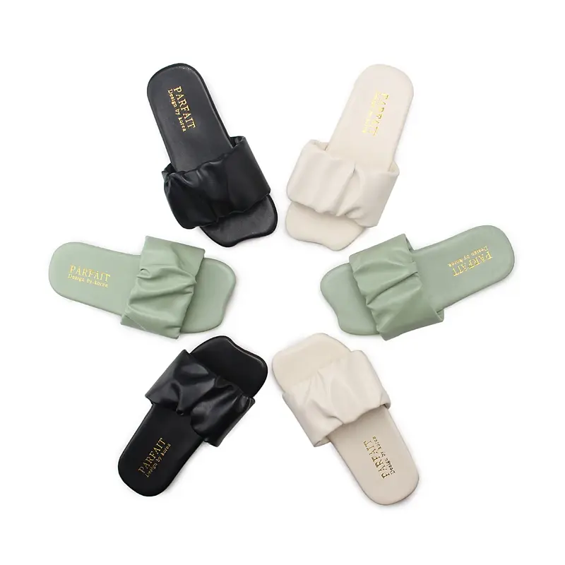 Girls Sandals Slides Kids Summer Beach Sandals Pleated Ruffles Princess Sweet Kids Slippers for Bath Swimming Indoor Outdoor New