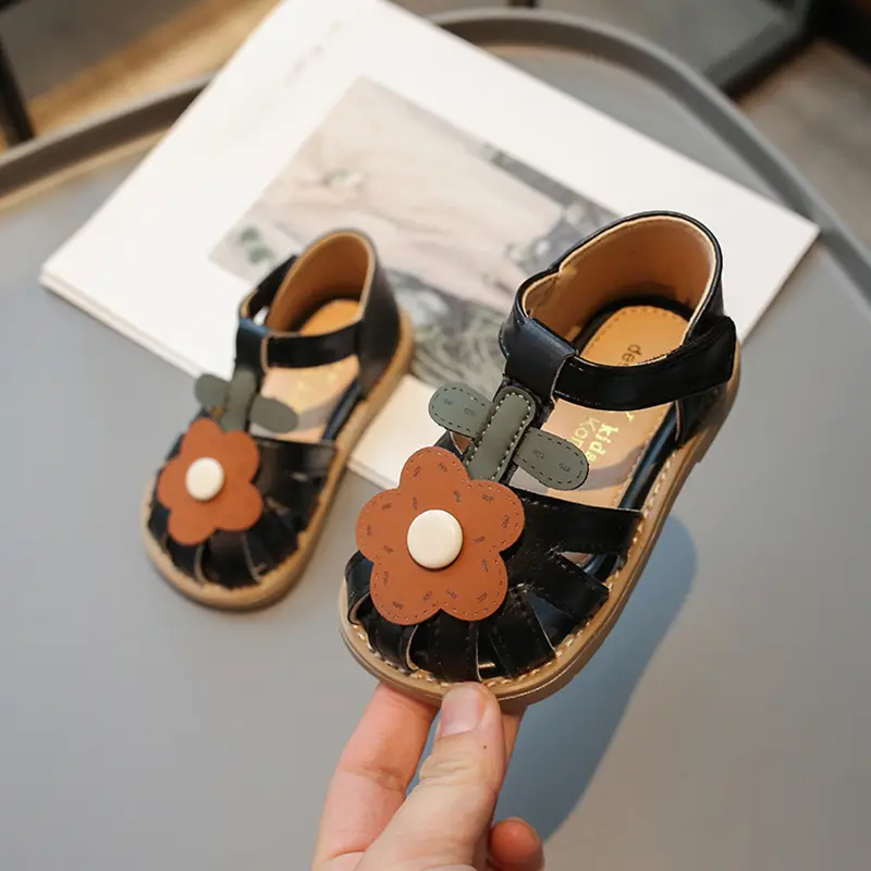 Toddler Girls Sandals Summer New Cute Children's Princess Flower Flat Sandals Fashion Sweet Kids Versatile Walking Beach Shoes