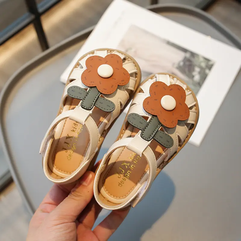 Toddler Girls Sandals Summer New Cute Children's Princess Flower Flat Sandals Fashion Sweet Kids Versatile Walking Beach Shoes