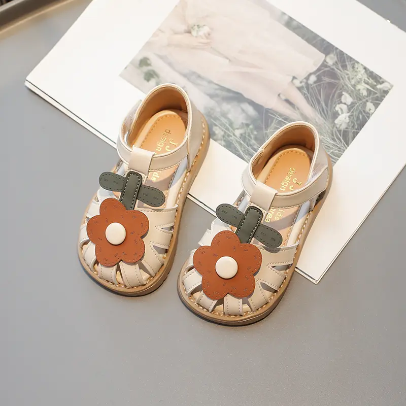 Toddler Girls Sandals Summer New Cute Children's Princess Flower Flat Sandals Fashion Sweet Kids Versatile Walking Beach Shoes
