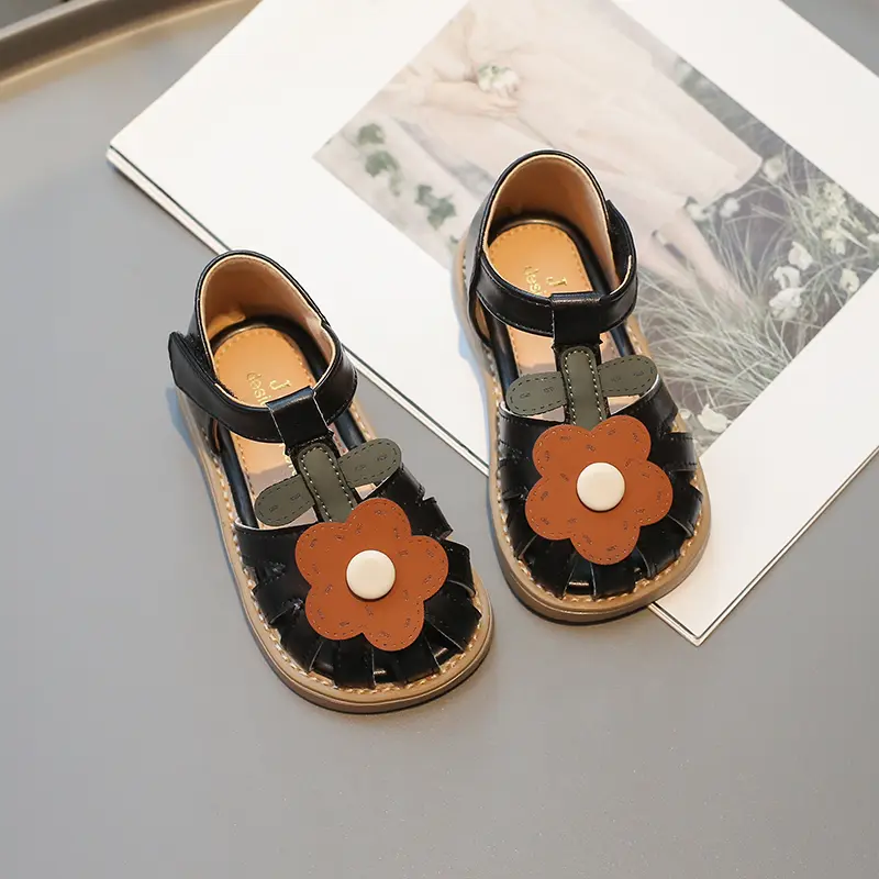 Toddler Girls Sandals Summer New Cute Children's Princess Flower Flat Sandals Fashion Sweet Kids Versatile Walking Beach Shoes