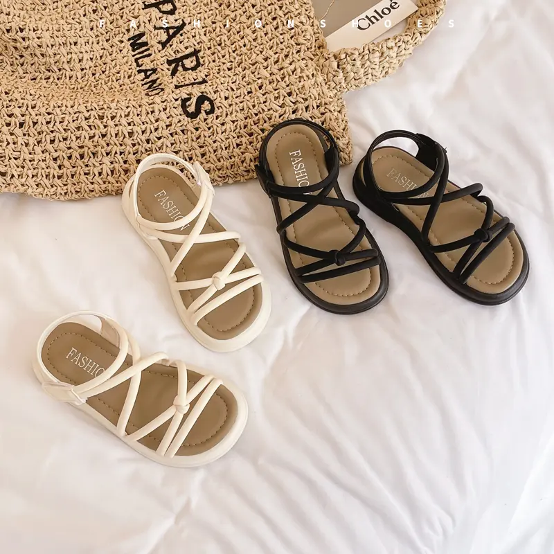 Girls Sandals Kids Sandals for Girls 2024 Summer Brand Children Beach Shoes Princess Sweet Gladiator Sandals Open Toes Anti-skid