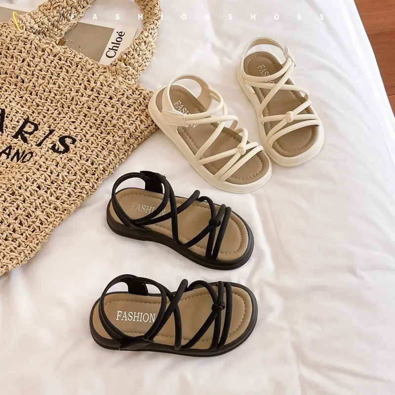 Girls Sandals Kids Sandals for Girls 2024 Summer Brand Children Beach Shoes Princess Sweet Gladiator Sandals Open Toes Anti-skid