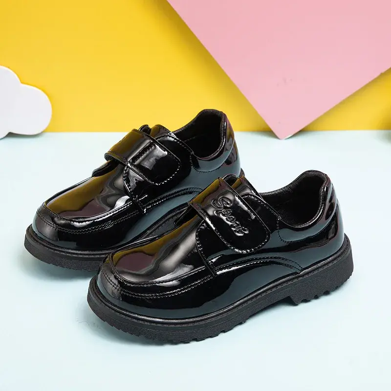 Boys Leather Shoes Spring Autumn Fashion Kids Soft Sole Shoes School Student Performance Flats Big Children's Shoes Black Formal
