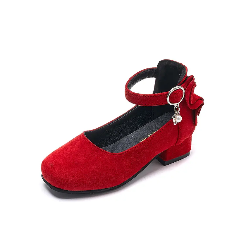 Little Girls Leather Shoes High Heel Baby Girls Party Shoes Bowknot Kid High Heel Shoes for 2023 Spring Princess Pink Shoes PU