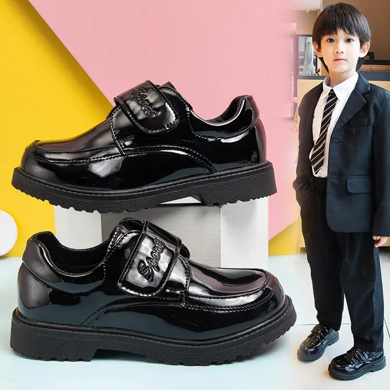 Boys Leather Shoes Spring Autumn Fashion Kids Soft Sole Shoes School Student Performance Flats Big Children's Shoes Black Formal