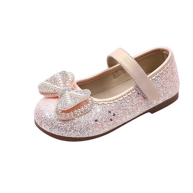 Girl Dresses Casual Shoes 2025 Spring Autumn New Children Fashion Princess Leather Shoes Wedding Party Kids Ballet Flat Shoes