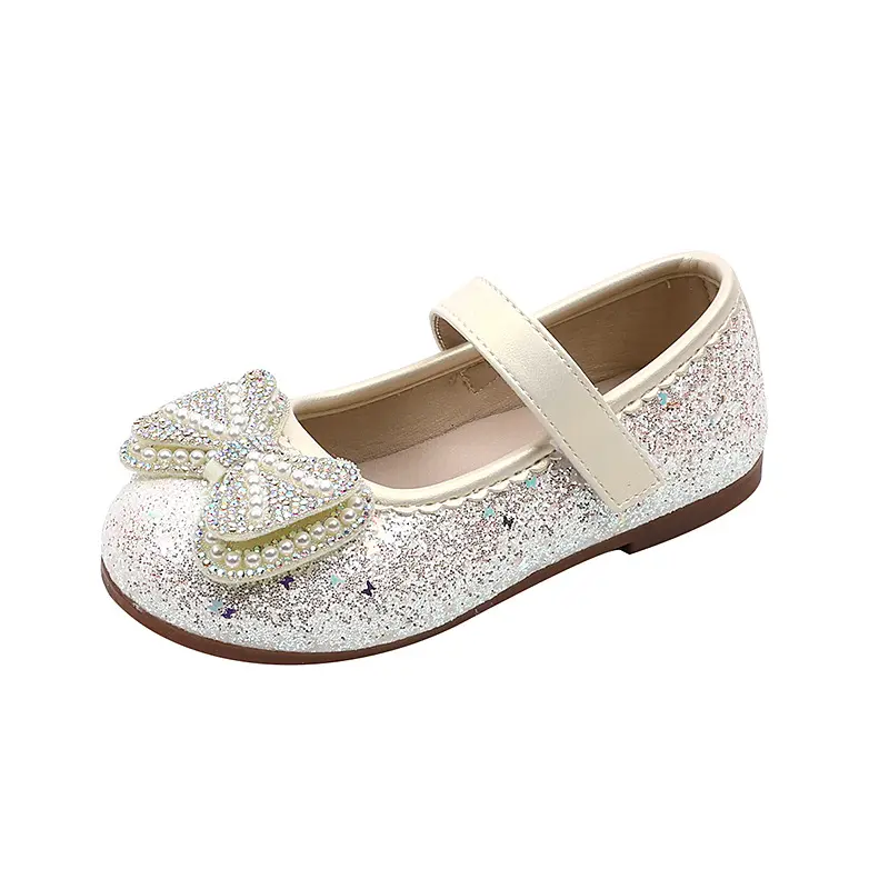 Girl Dresses Casual Shoes 2025 Spring Autumn New Children Fashion Princess Leather Shoes Wedding Party Kids Ballet Flat Shoes