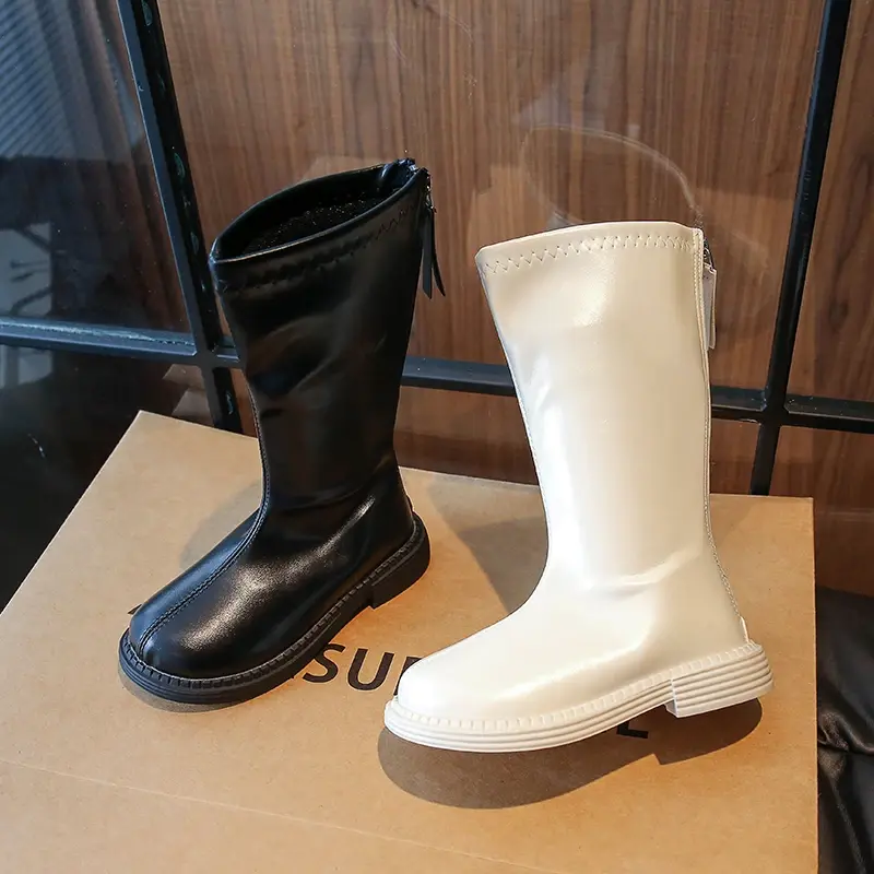 Children High Boots for Girls Spring Autumn Waterproof Non-slip Fashion Kids Elegant Princess Boots Simple Korean Style 2024 New