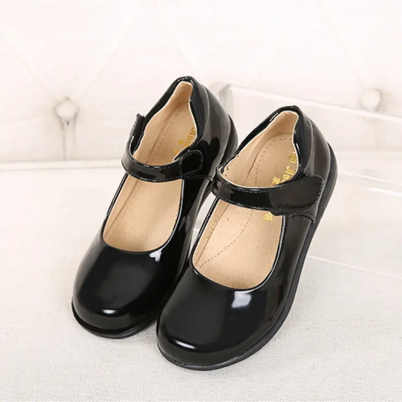 Children's Leather Shoes Spring Autumn Versatile Black School Girl Shoes Fashion Kids School Uniform Performance Shoes Versatile