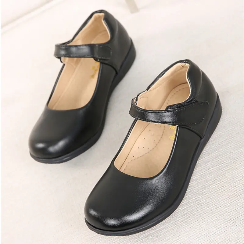 Children's Leather Shoes Spring Autumn Versatile Black School Girl Shoes Fashion Kids School Uniform Performance Shoes Versatile