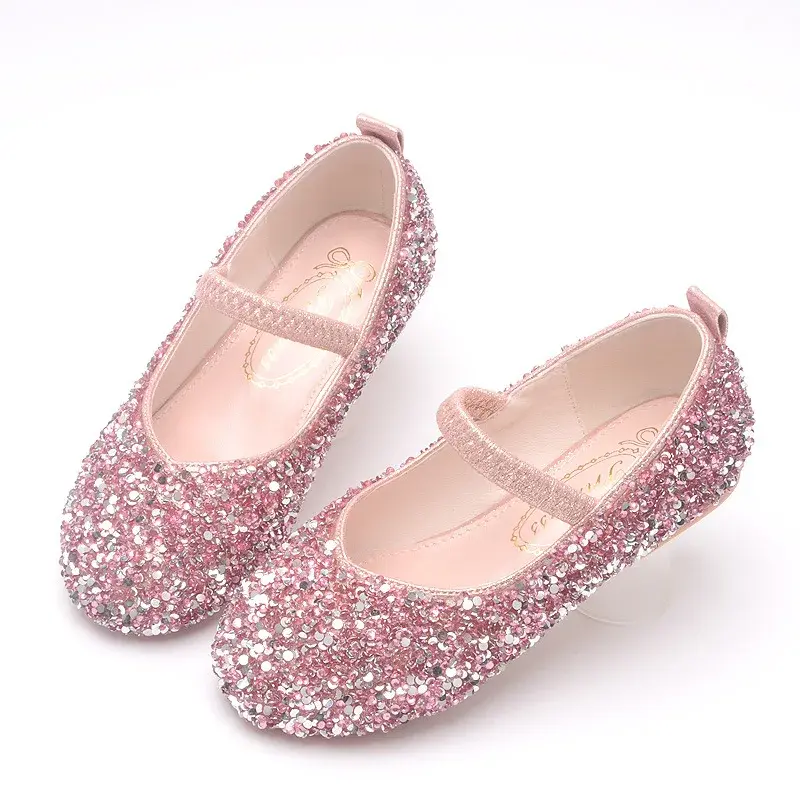 Children's Leather Shoes Fashion Sequins Princess Causal Girls' Flat Shoes for Ballet Performance Spring Autumn Kids Party Shoes