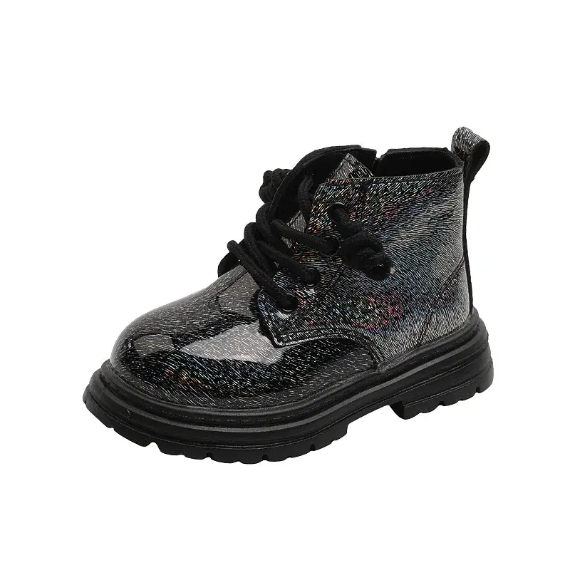 2025 New Simple Non-slip Girls Ankle Boots Shiny Solid Color Kids Princess Short Boots Non-slip Fashion Casual Children Shoes