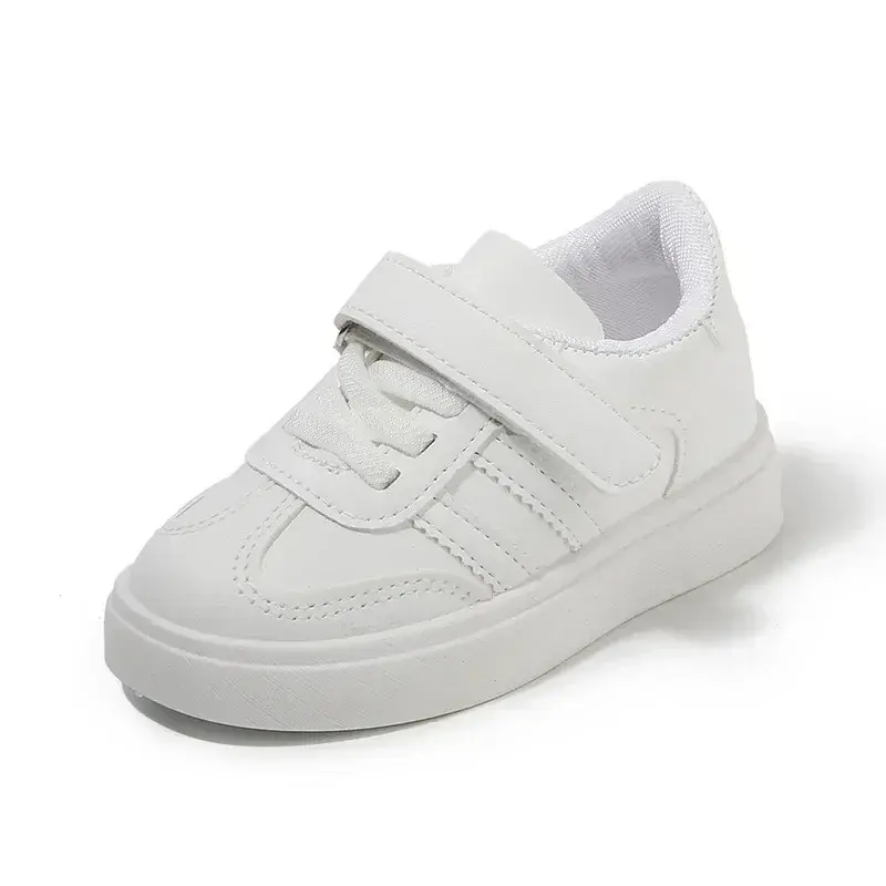 Kids Sports Shoes for School 2025 New Fashion Boys Girls White Shoes Non-slip Soft Sole Children Casual Shoes Hook&loop Trendy