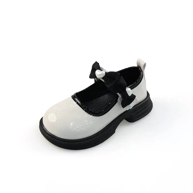 Spring Autumn Kids Mary Jane Shoes Classic Love Bowtie Black Girls Leather Shoes Sweet Lolita Children Princess Shoes Fashion