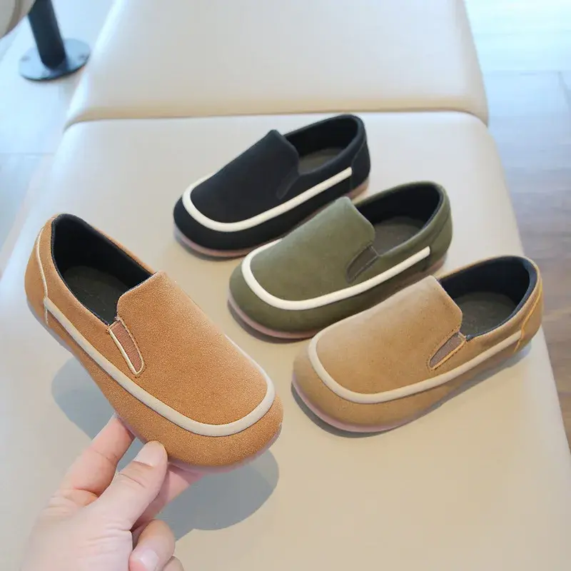 Little Boys Casual Shoes Kids Loafers Slip-on Fashion New Spring Autumn Flock Fabric Children Moccasins Flats Anti-skid Soft
