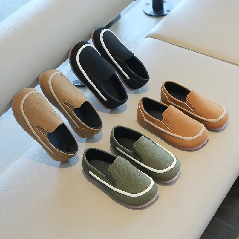 Little Boys Casual Shoes Kids Loafers Slip-on Fashion New Spring Autumn Flock Fabric Children Moccasins Flats Anti-skid Soft