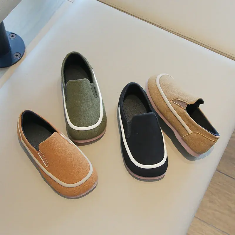 Little Boys Casual Shoes Kids Loafers Slip-on Fashion New Spring Autumn Flock Fabric Children Moccasins Flats Anti-skid Soft